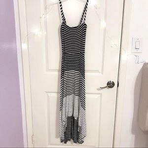 A Black&White Stripe High-Low Dress